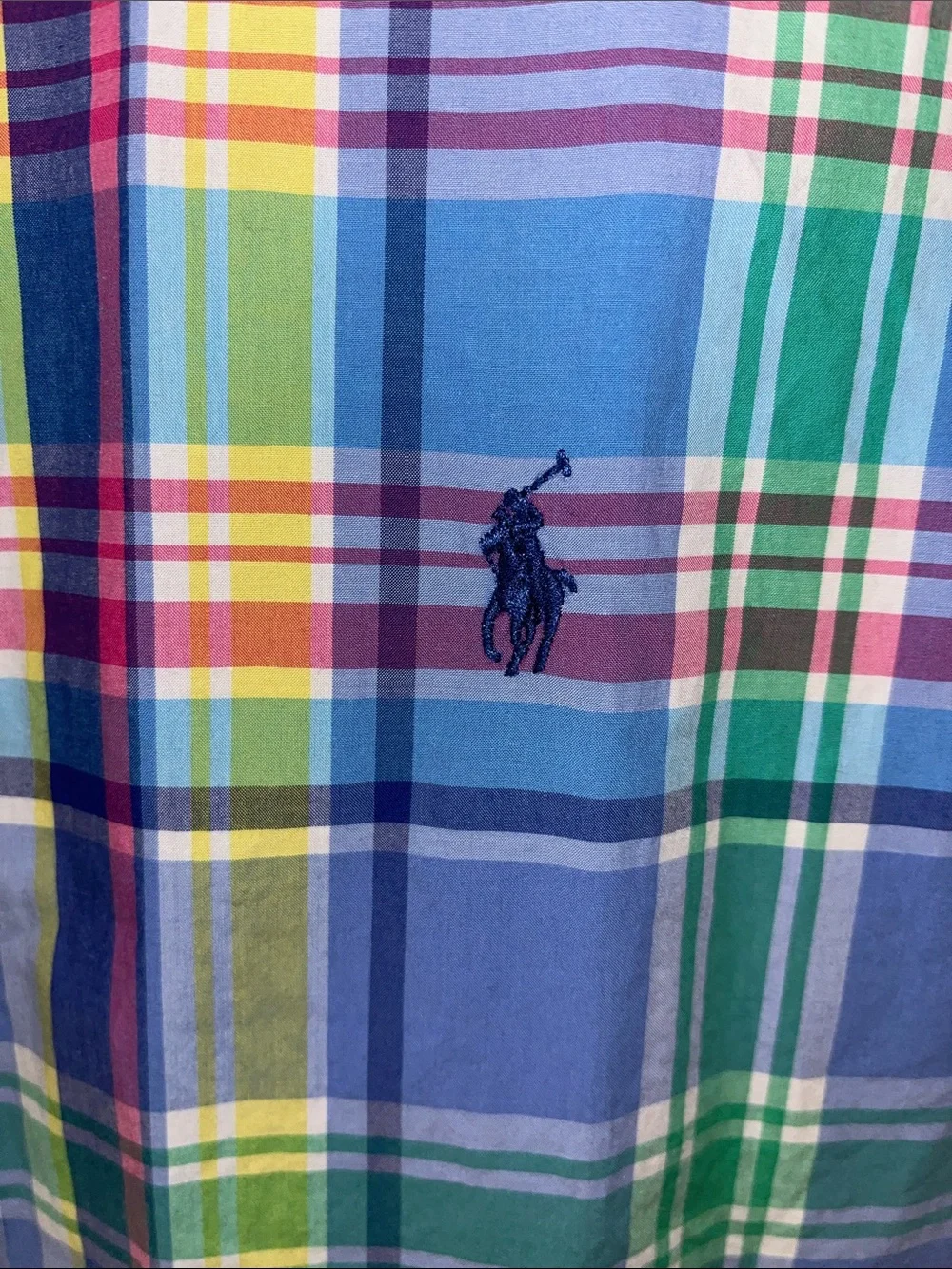 Polo Ralph Lauren Blue Purple Green Yellow Red Sewn Pony Shirt-L Classic Style